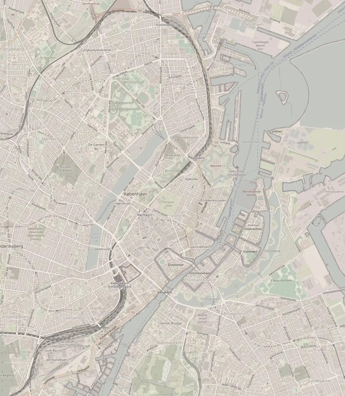 Kort over København med de 10 venues: EMBER og Moltkes Palæ i Indre By, Mogens Dahl Koncertsal og Pakhus Bryggen på Islands Brygge, Axelborgsalen og Villa Copenhagen ved København H, BaneGaarden i Jernbanebyen, Terminal13 i Nordhavn samt The Plant og TAP1 på Amager